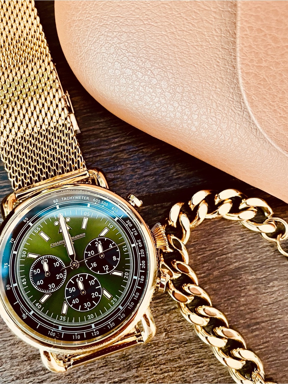 CHASE DURER CDW-0152 JAPANESE CHRONOGRAPH GOLD WATCH